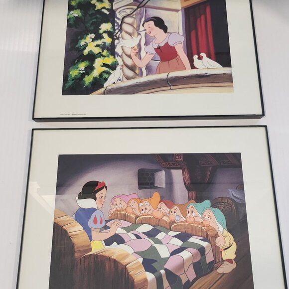 Set of 2 Disney Snow White And The 7 Dwarfs Exclusive Lithograph Portfolio 2001 - Picture 2 of 10